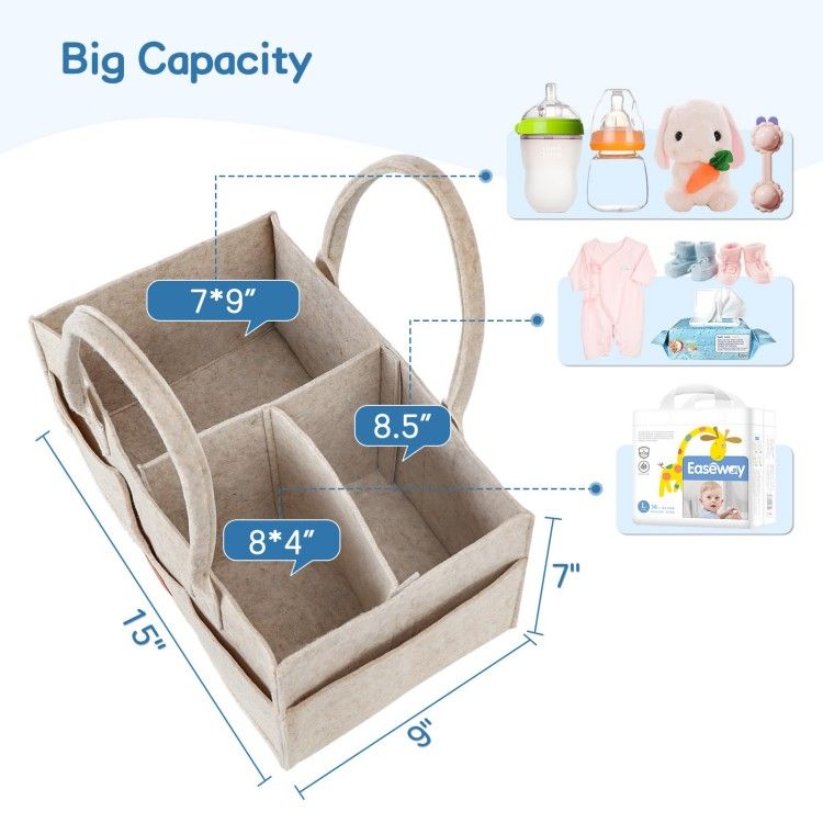 Diaper Caddy Organizer,Diaper Caddy for Baby Nursery Storage, Felt Diaper Organizer for Baby Stuff