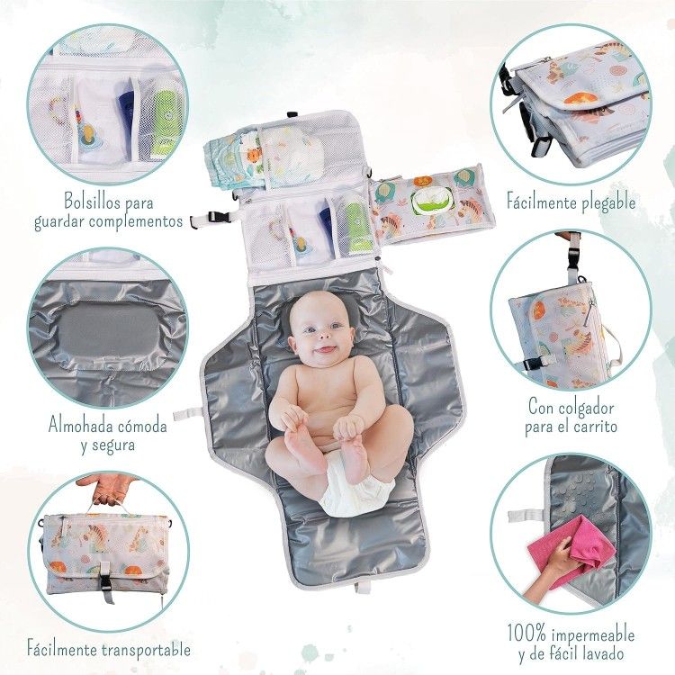Portable Changing Mat Padded Diaper Bag for Diaper Toiletry Bag Newborn Waterproof Changing Mat