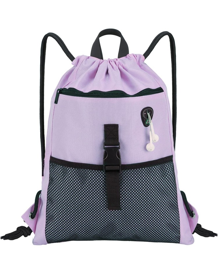 Drawstring Bag Gym with Pockets ,Unisex Sports Sack with Handle Backpack Travel