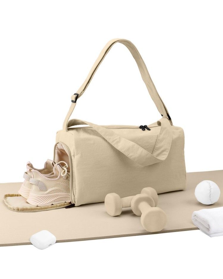 Small Gym Bag for Women with Shoes Compartment, Lightweight Stylish Duffle Travel Bag for Plane