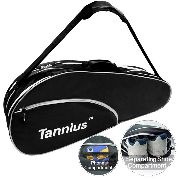 Super Large Capacity 3-5 Racket Tennis Bag, with Shoe and Phone Compartment and Protective Pad