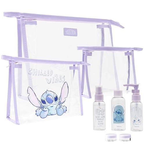 Disney Stitch Travel Essentials Set Travel Bottles Bag,Waterproof Washbag