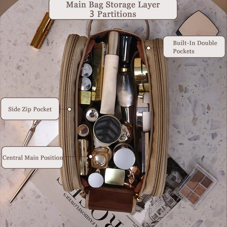 Large Travel Makeup Bag Double Zipper Washbag