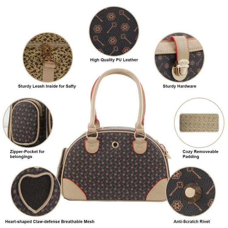 Fashion Dog Carrier PU Leather Dog Handbag Dog Purse Cat Tote Bag Pet Cat Dog