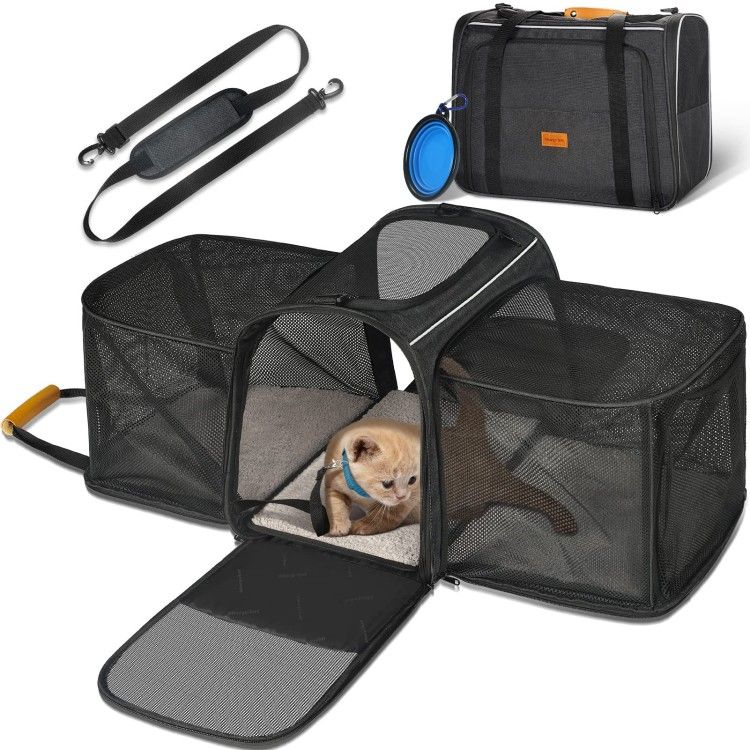 Morpilot Pet Carrier Bag Expandable, Portable Cat Carrier Bag Top Opening, Breathable Mesh, Foldable