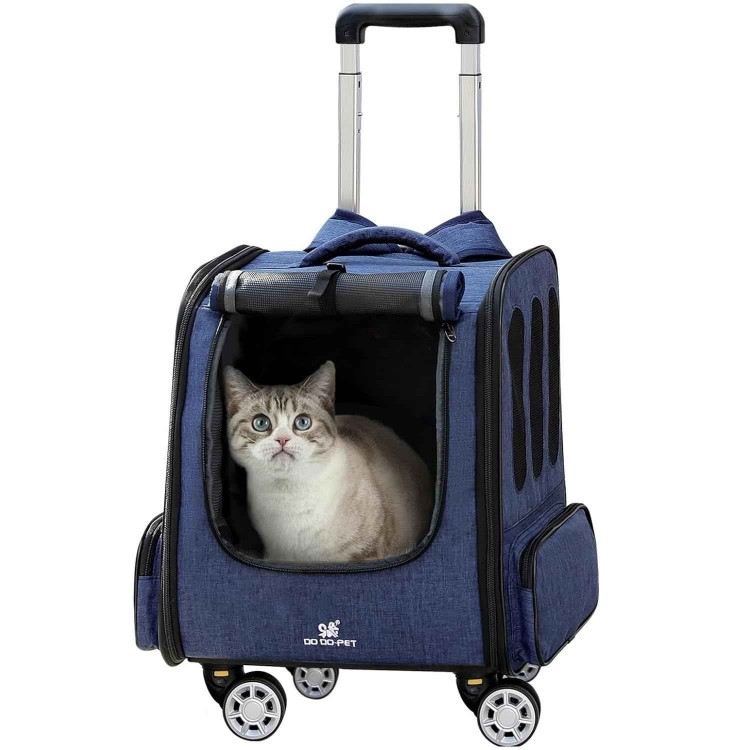 MR.BLACAT Cat Backpack Carrier with Wheels,Cat Backpack for Carrying Cat on Wheels,Rolling Pet Backp