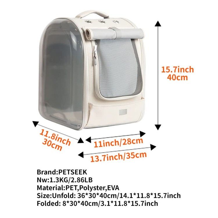 Pet Dog Cat Carriers Backpack Soft Sided Pet Travel Carrier Bag Transparent pet Backpack for Cats, Puppy and Small Dogs Pet Supplies