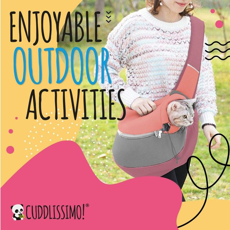 Pet Sling Carrier Small Dog Cat Sling Pet Carrier Bag Safe Reversible Comfortable Machine Washable Adjustable Pouch Single Shoulder Carry Tote Handbag for Pets