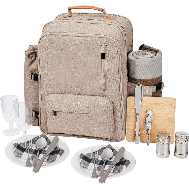 24L Insulated Picnic Backpack for 2 Person with tableware