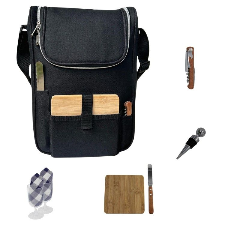 Insulated Travel Wine Tote Bag_ Portable 2 Bottle_y