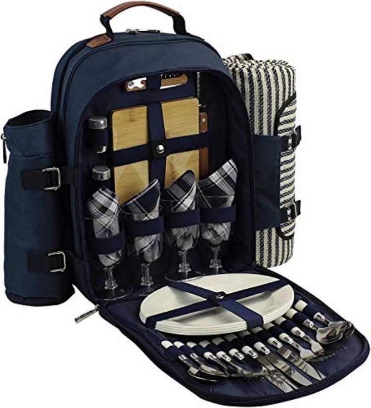 Picnic Backpack Picnic Basket Stylish All-in-One Portable Cooler Bag