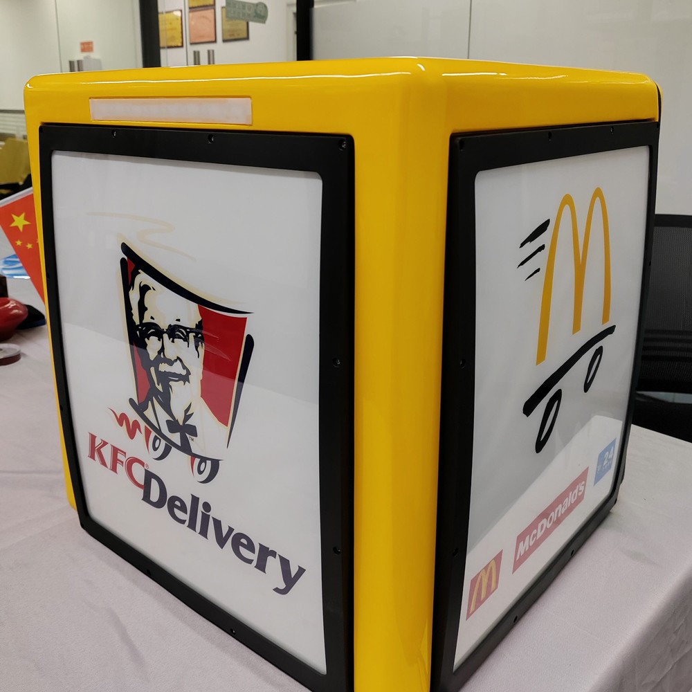 3 Sides Led Screen Motorcycle Food Delivery Box Hot Food Delivery Box With Led Screen Frp Motorcycle Tail Box