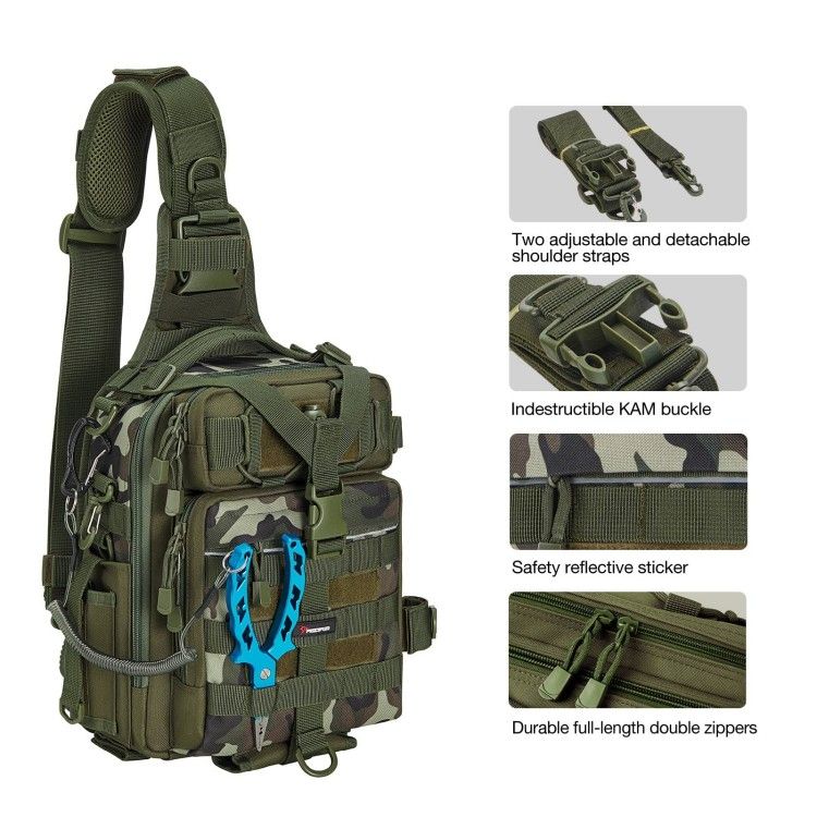 Fishing Tackle Bag Water-Resistant Fishing Backpack with Removable Shoulder Strap